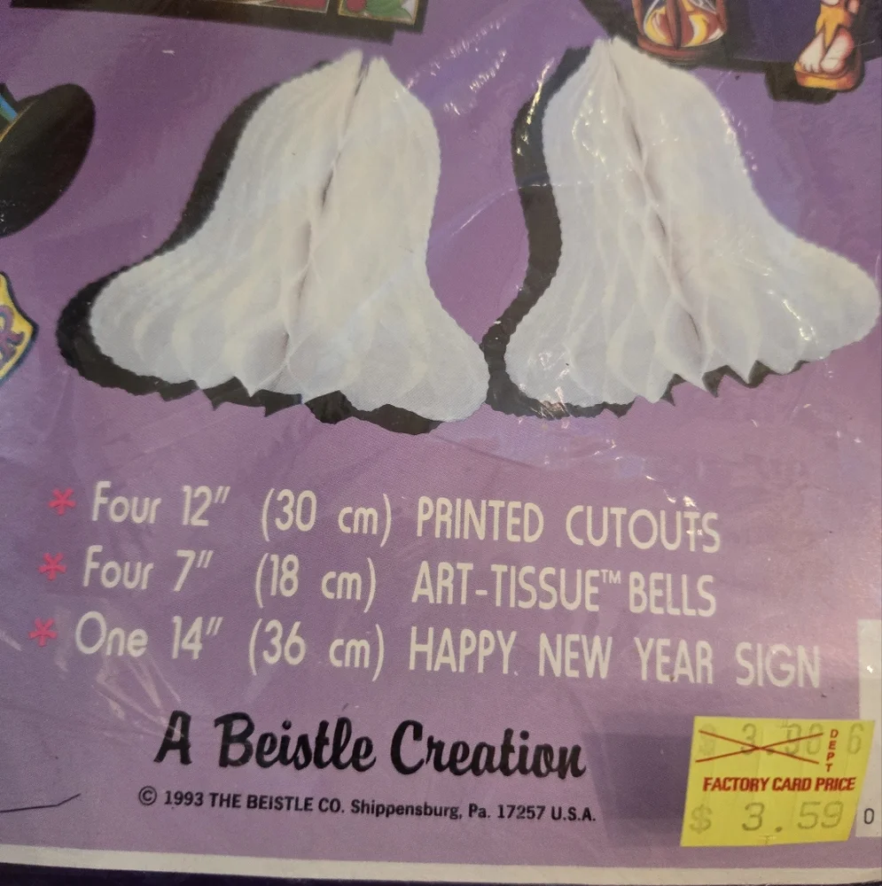 Beistle Vintage 1993 New Year's Eve Decorama 9pc Party Set, New